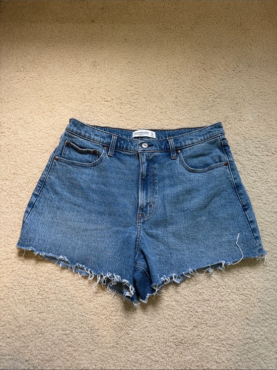 Abercrombie & Fitch Pants - Abercrombie 90’s Relaxed High-Rise Denim Cutoff Shorts - Blue